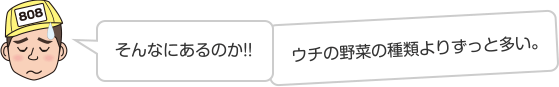 そんなにあるのか!!ウチの野菜の種類よりずっと多い。